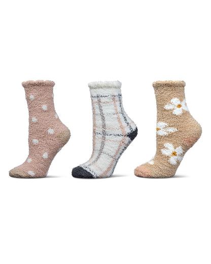 Women's 3 Pair Pack Cozy Crew Socks : Color: Brown Heather