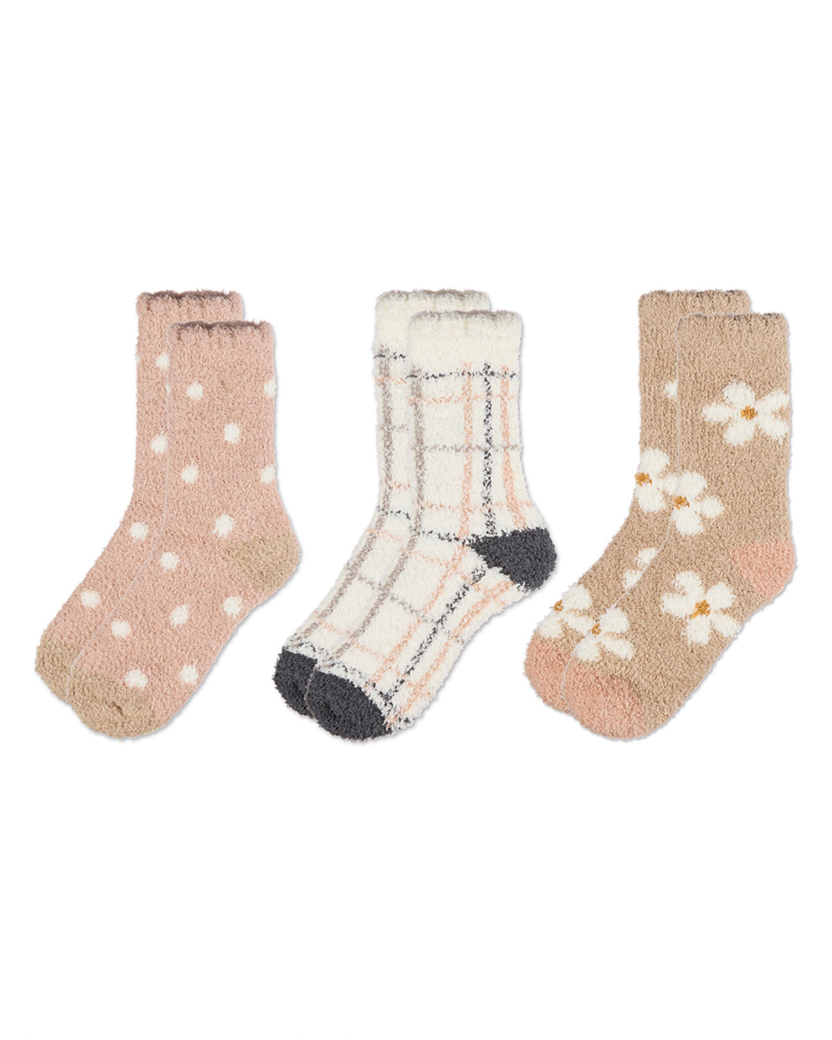 Women's 3 Pair Pack Cozy Crew Socks : Color: Black-Black