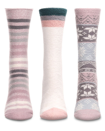 Women's 3 Pair Pack Cozy Crew Socks : Color: Black-Black
