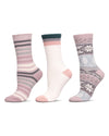 Women's 3 Pair Pack Cozy Crew Socks : Color: Pink
