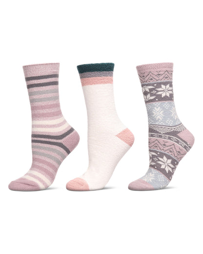 Women's 3 Pair Pack Cozy Crew Socks : Color: Pink