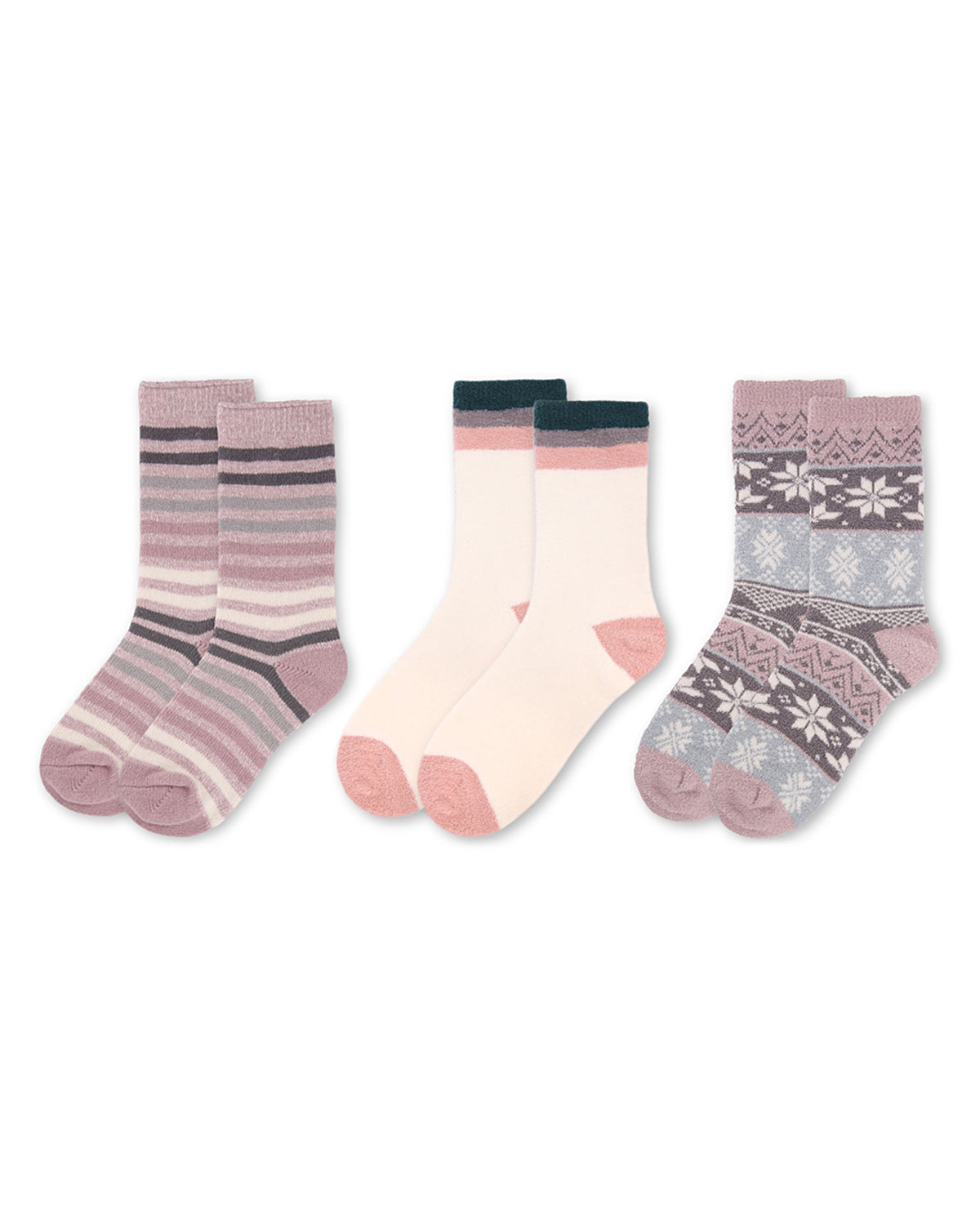 Women's 3 Pair Pack Cozy Crew Socks : Color: Black-Black