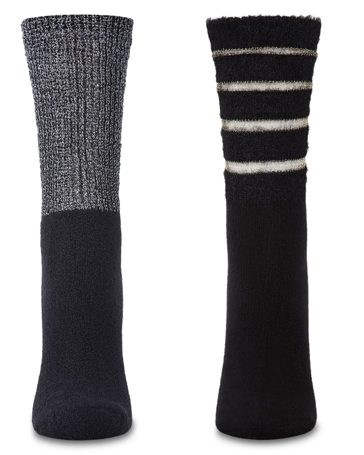 Women's 2 Pair Pack Cozy Crew Socks : Color: Black-Black