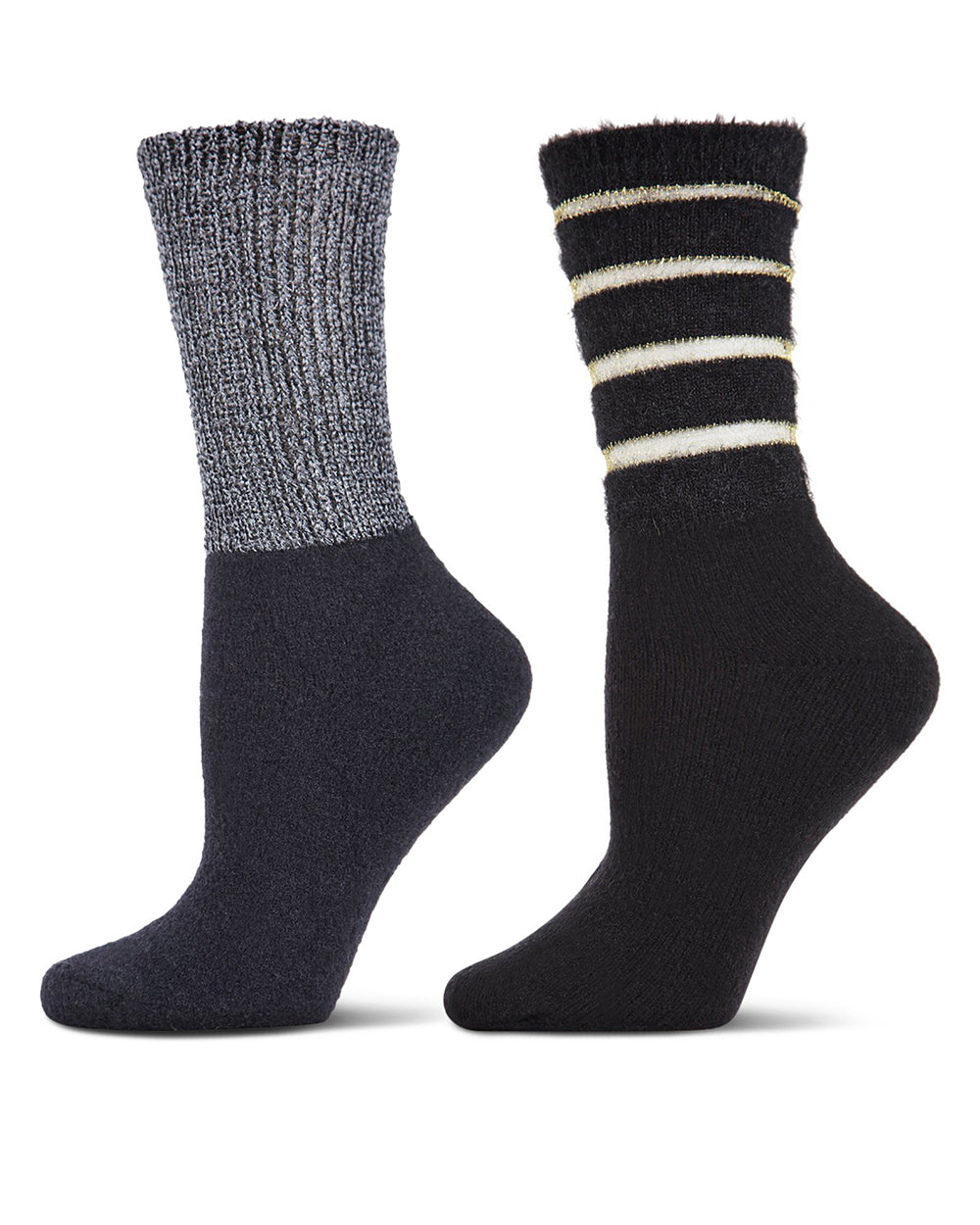 Women's 2 Pair Pack Cozy Crew Socks : Color: Black-Black