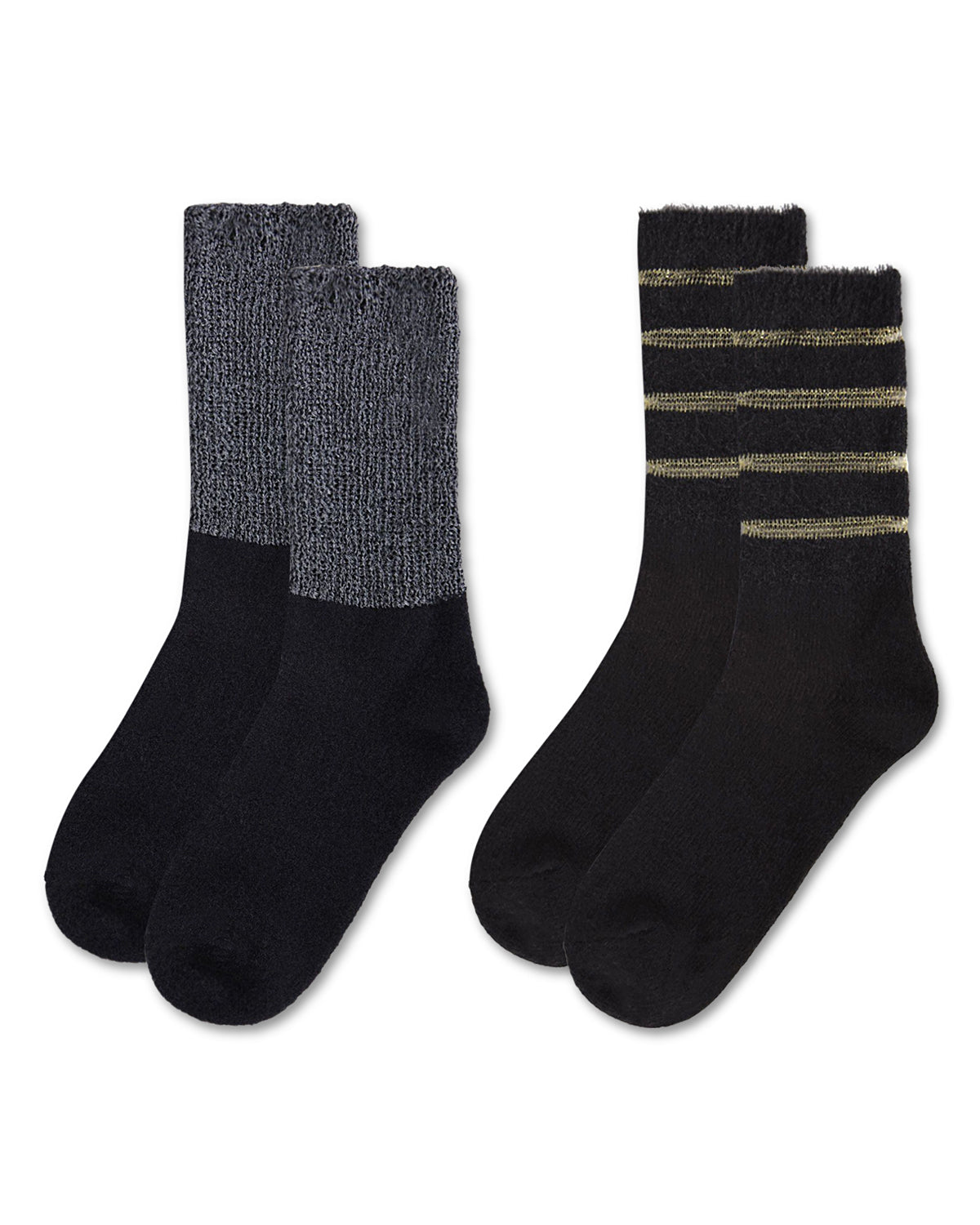 Women's 2 Pair Pack Cozy Crew Socks : Color: Black-Black