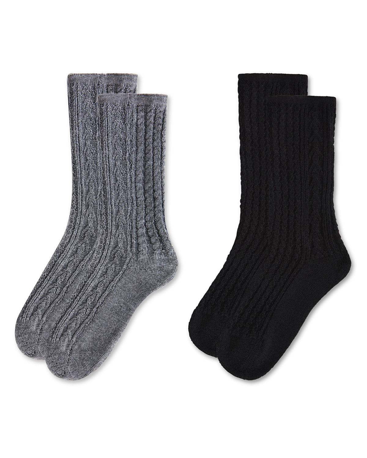 Women's 2 Pair Pack Cozy Crew Socks : Color: Black-Black