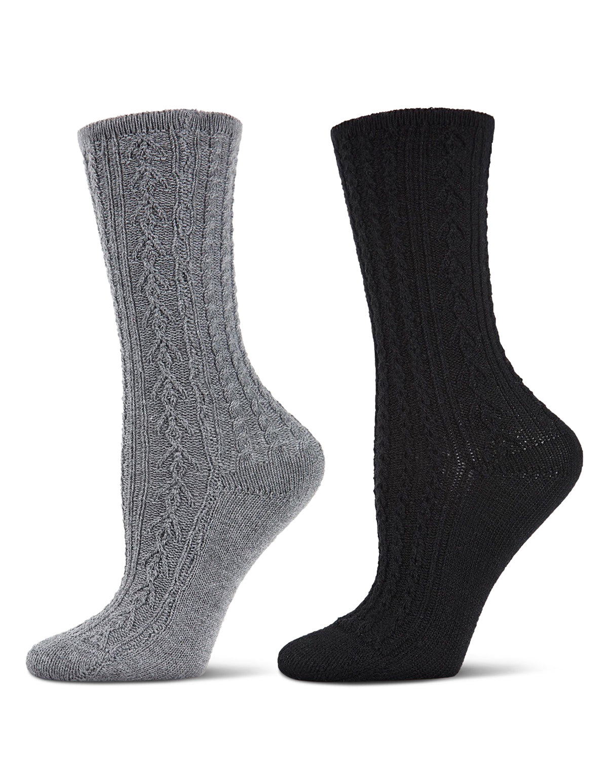 Women's 2 Pair Pack Cozy Crew Socks : Color: Black-Nude