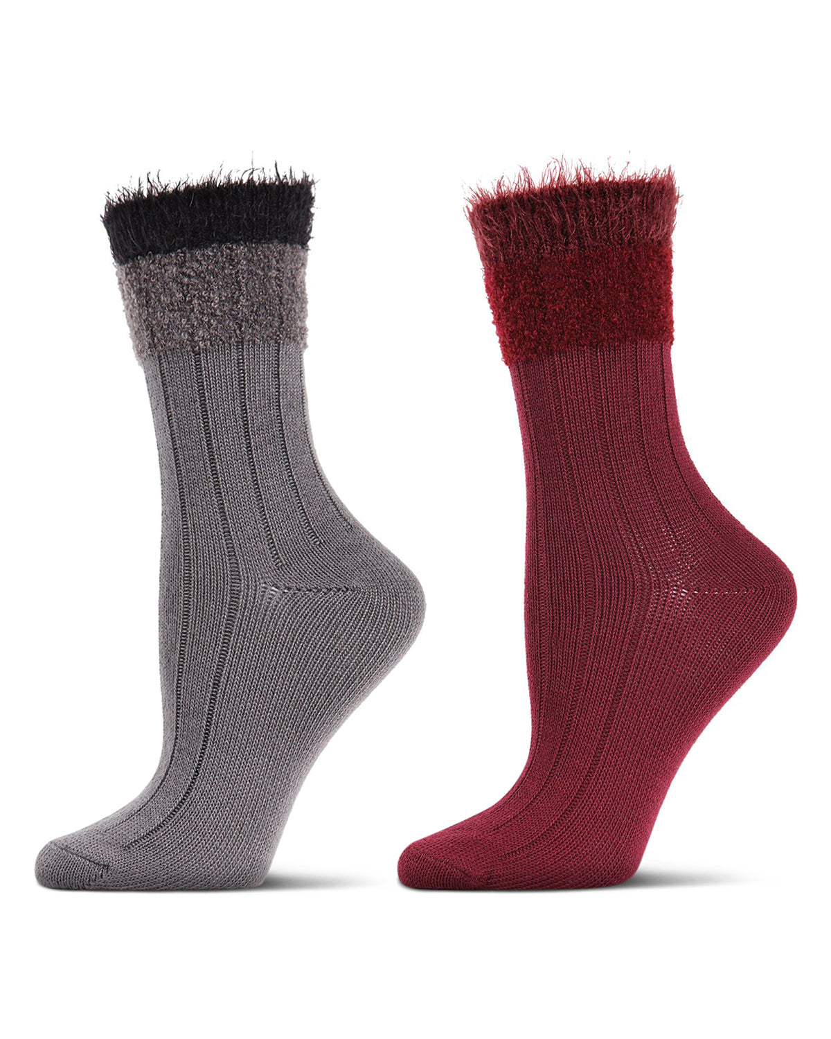Women's 2 Pair Pack Cozy Crew Socks : Color: Pink-Black