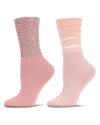 Women's 2 Pair Pack Cozy Crew Socks : Color: Pink