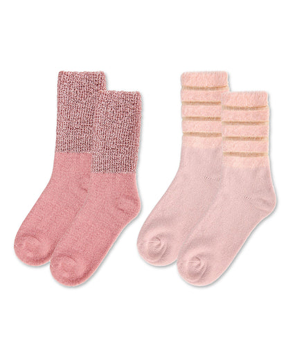 Women's 2 Pair Pack Cozy Crew Socks : Color: Pink