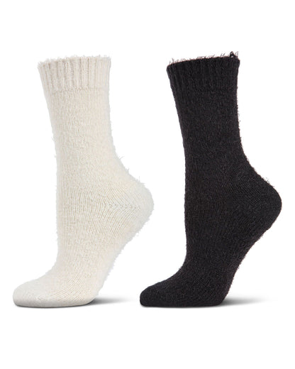 Women's 2 Pair Pack Cozy Crew Socks : Color: White