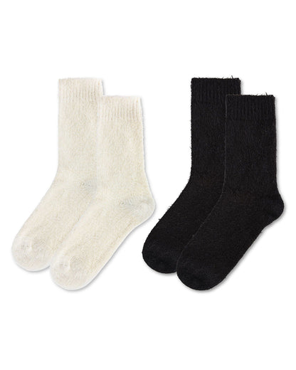 Women's 2 Pair Pack Cozy Crew Socks : Color: White