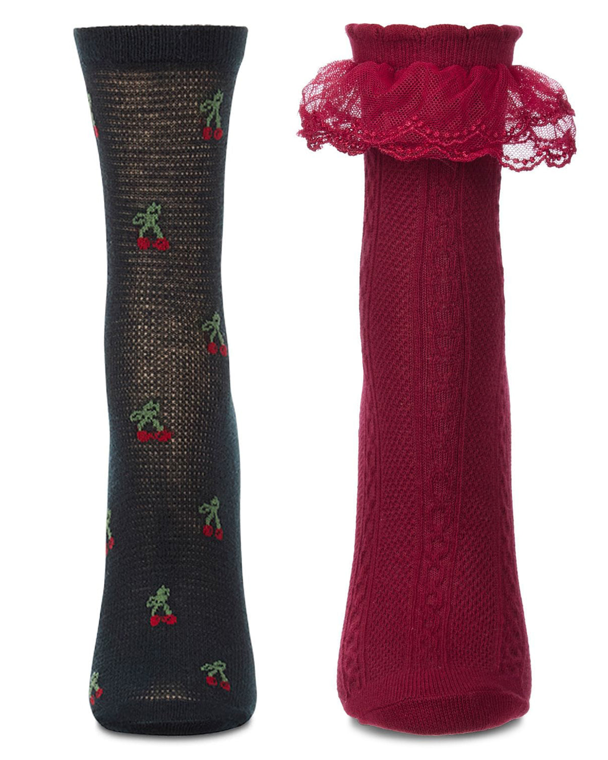 2 Pair Women's Cotton-Rich Fashion Ankle and Crew Socks