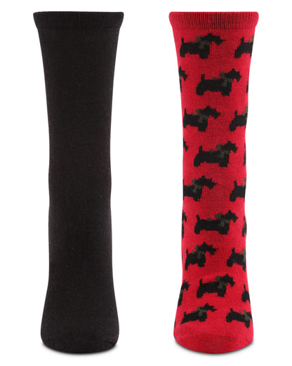 2 Pair Women's Cashmere Blend Fine-Gauge Crew Socks