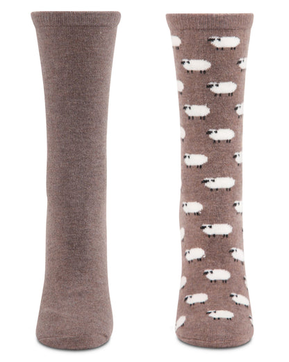 2 Pair Women's Cashmere Blend Fine-Gauge Crew Socks