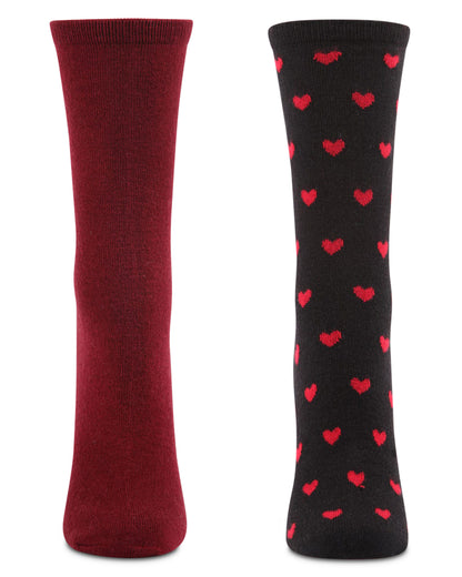 2 Pair Women's Cashmere Blend Fine-Gauge Crew Socks