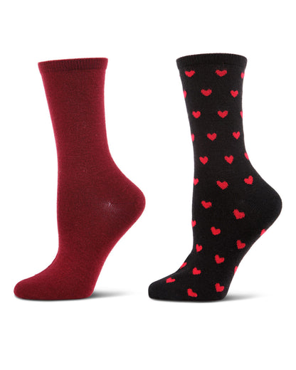 2 Pair Women's Cashmere Blend Fine-Gauge Crew Socks