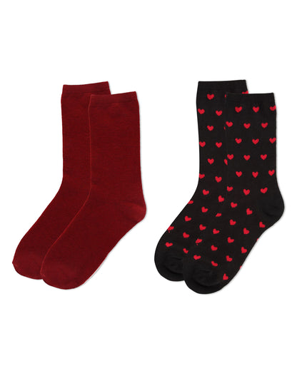 2 Pair Women's Cashmere Blend Fine-Gauge Crew Socks