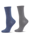 2 Pair Women's Cashmere Blend Fine-Gauge Crew Socks