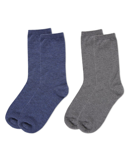 2 Pair Women's Cashmere Blend Fine-Gauge Crew Socks