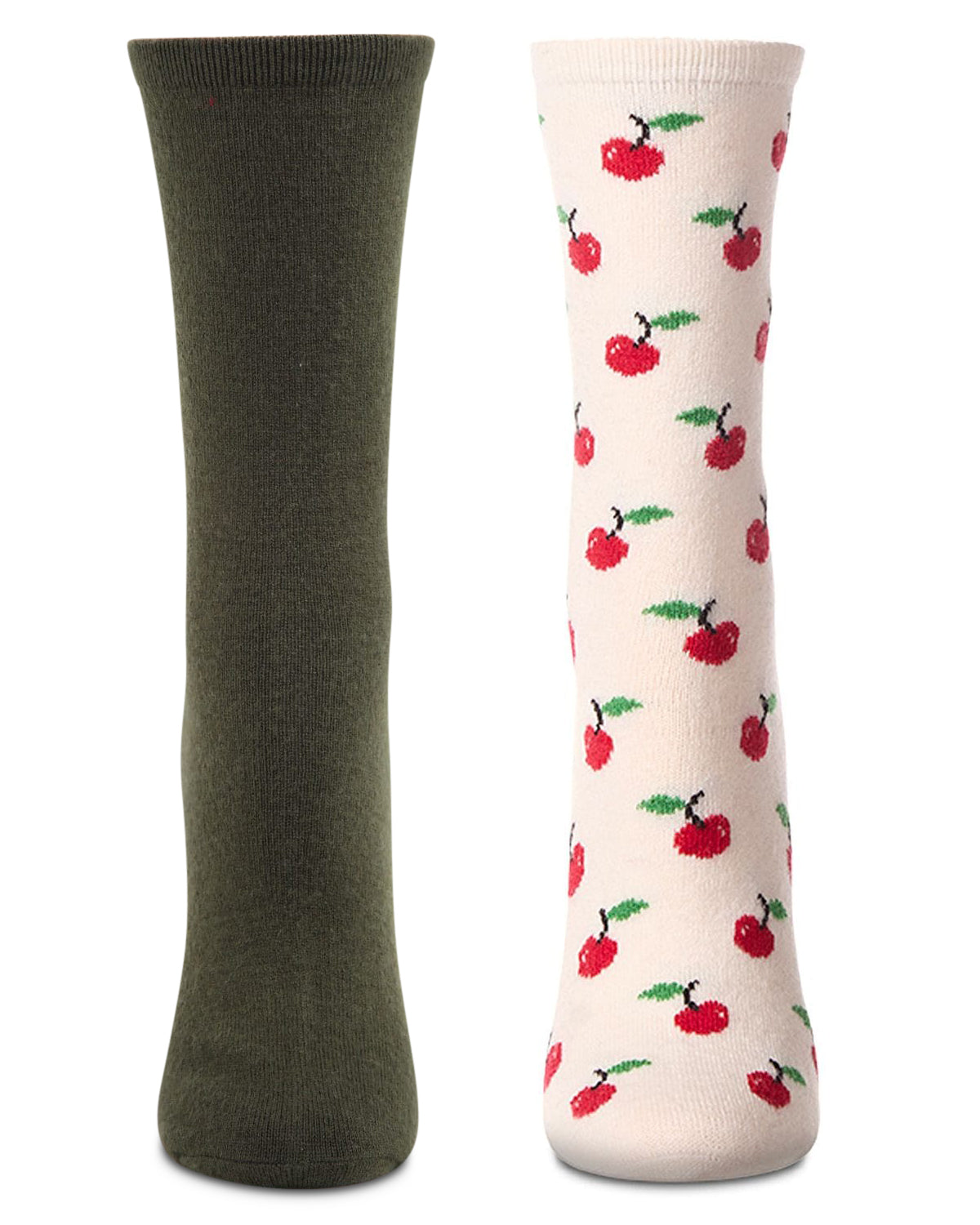 2 Pair Women's Cashmere Blend Fine-Gauge Crew Socks