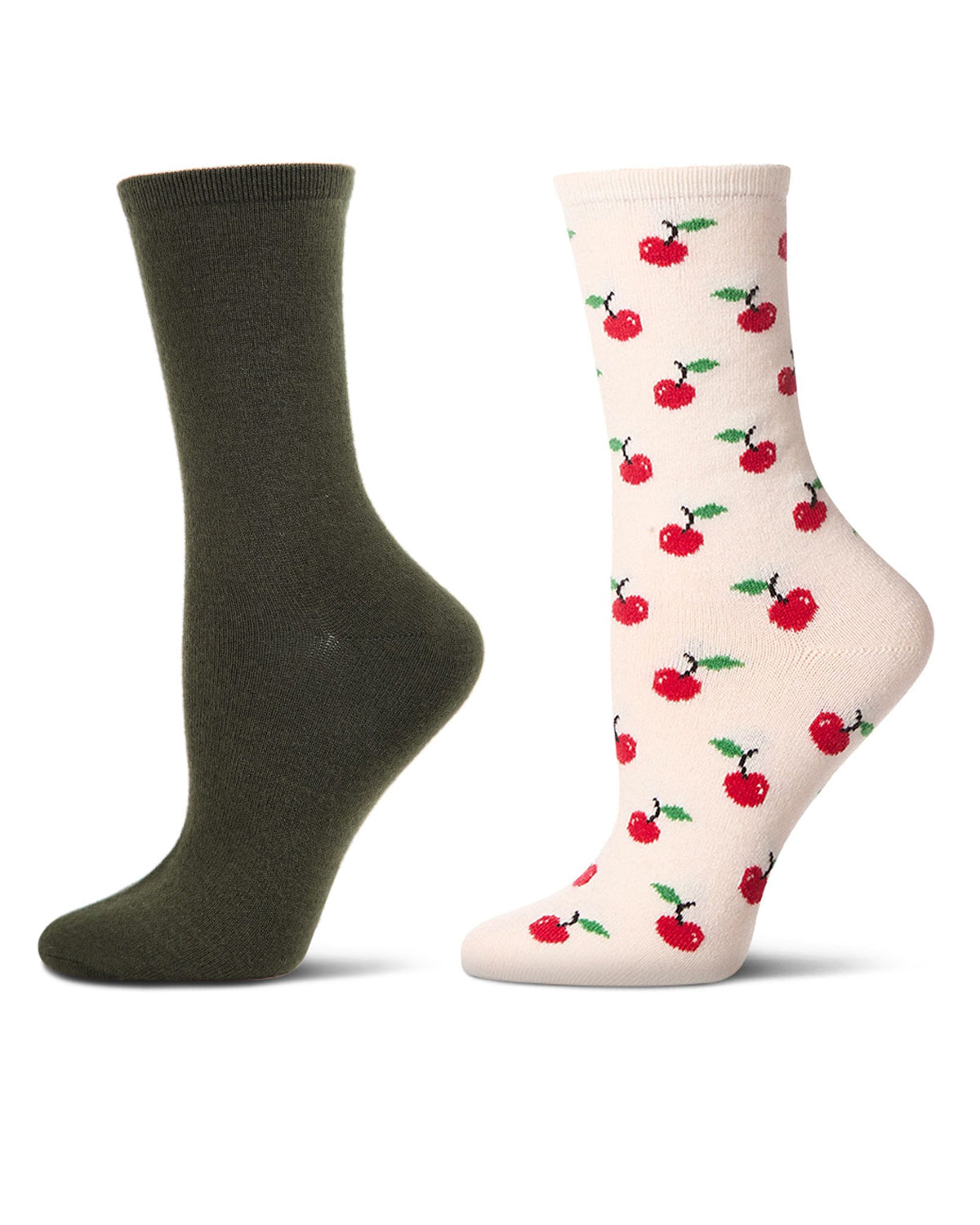 2 Pair Women's Cashmere Blend Fine-Gauge Crew Socks