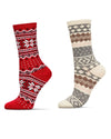 2 Pair Women's Fair Isle Cashmere Blend Fine-Gauge Crew Socks