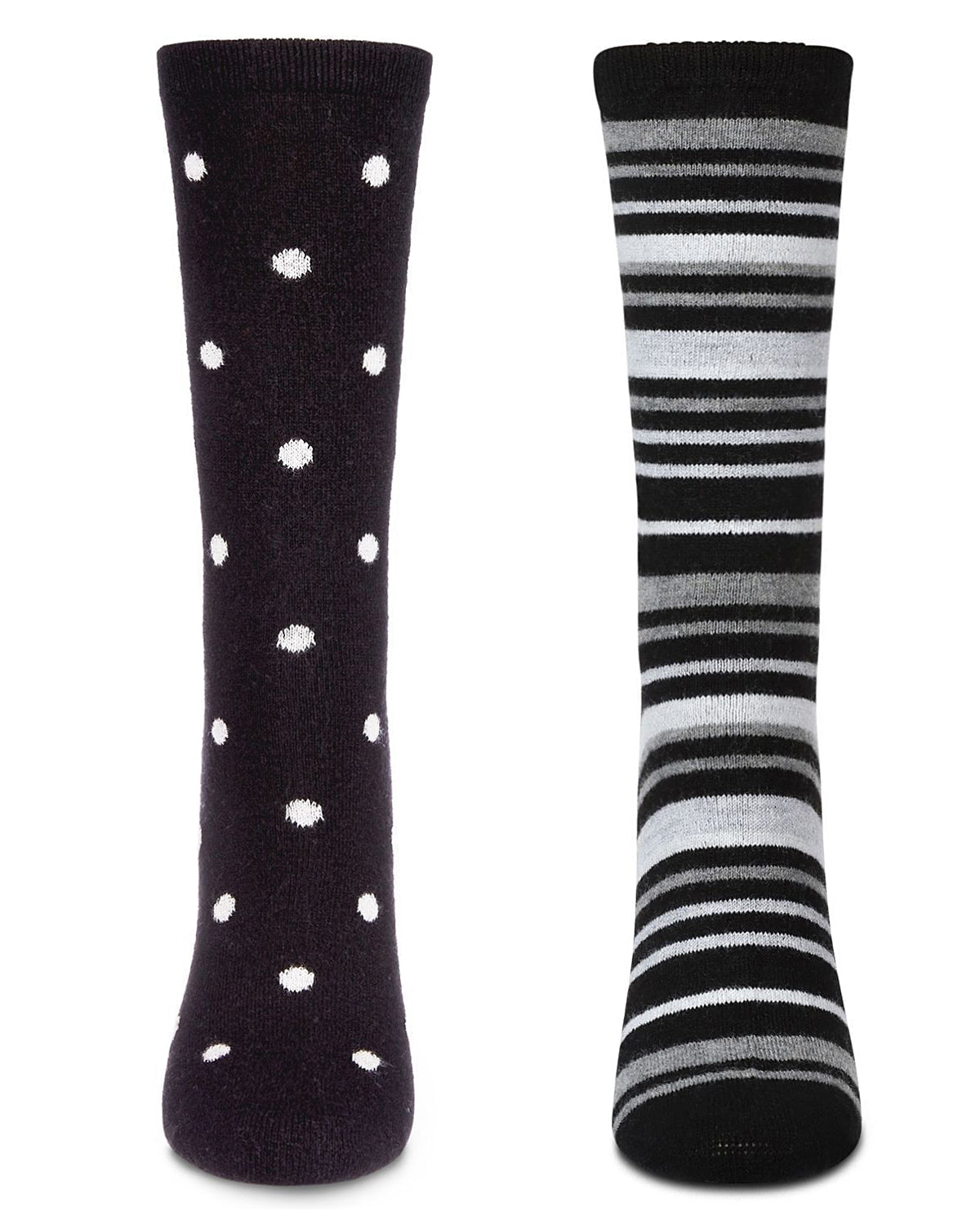 Women's 2 Pair Pack Cashmere Blend Crew Socks : Color: Black-Black