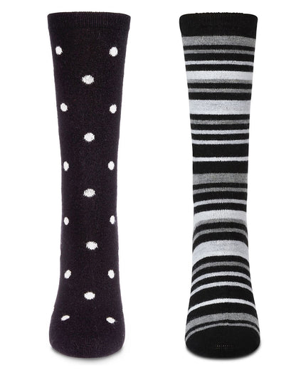 Women's 2 Pair Pack Cashmere Blend Crew Socks : Color: Black-Black