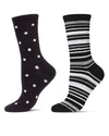 Women's 2 Pair Pack Cashmere Blend Crew Socks : Color: Black-Black