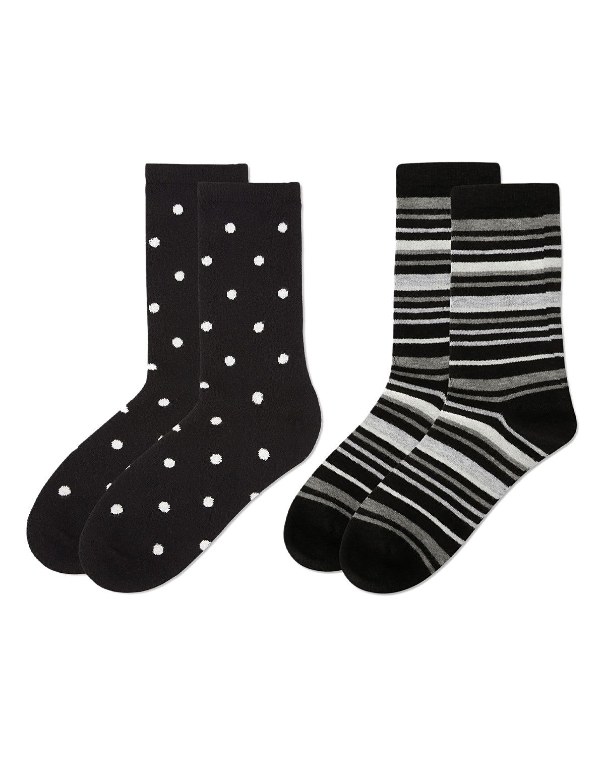 Women's 2 Pair Pack Cashmere Blend Crew Socks : Color: Black-Black