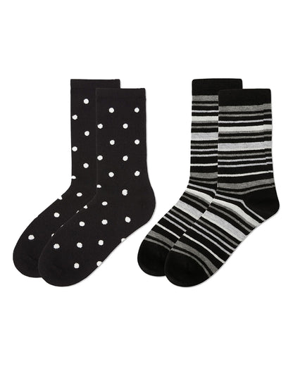 Women's 2 Pair Pack Cashmere Blend Crew Socks : Color: Black-Black