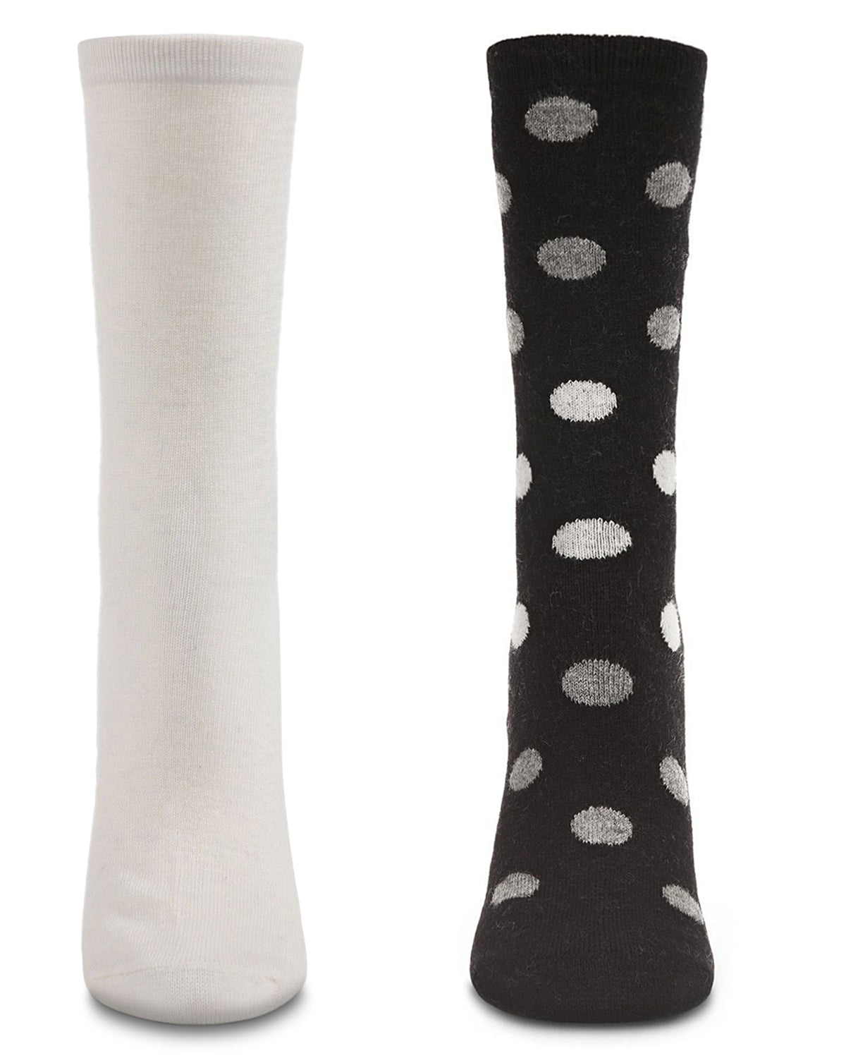 Women's 2 Pair Pack Cashmere Blend Crew Socks : Color: Black-Black