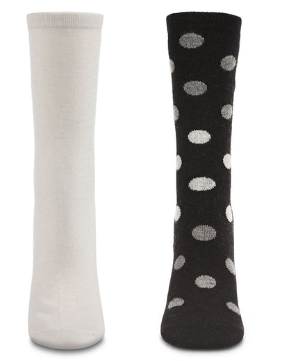 Women's 2 Pair Pack Cashmere Blend Crew Socks : Color: Black-Black