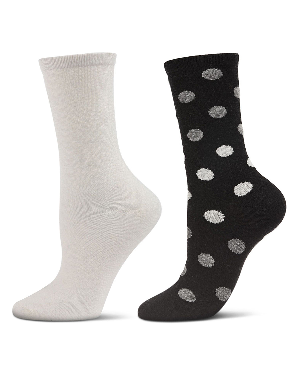Women's 2 Pair Pack Cashmere Blend Crew Socks : Color: Black-Nude