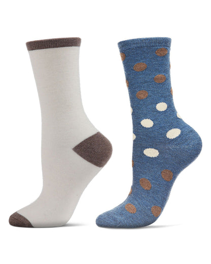 Women's 2 Pair Pack Cashmere Blend Crew Socks : Color: Blue