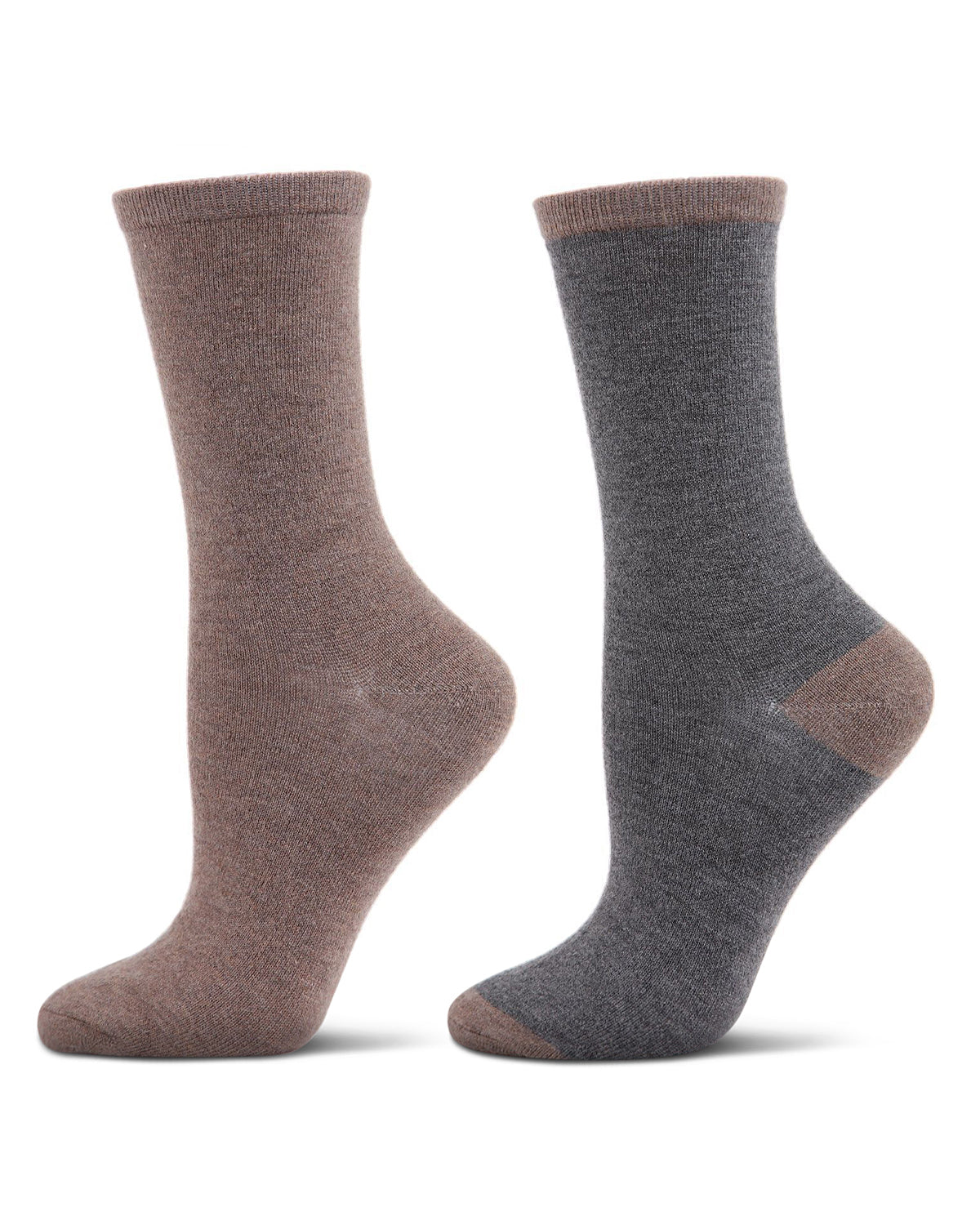 Women's 2 Pair Pack Cashmere Blend Crew Socks : Color: Brown