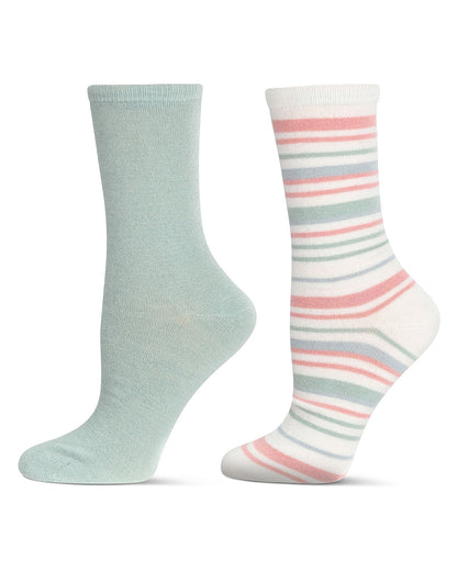 Women's 2 Pair Pack Cashmere Blend Crew Socks : Color: Green