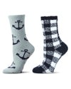 2 Pair Women's Ultra-Plush Novelty Cozy Crew Socks