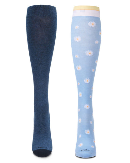 2 Pair Women's Cotton-Blend 15-20mmHg Moderate Compression Socks