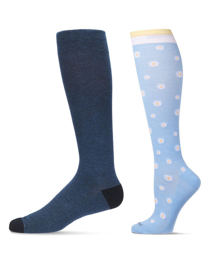2 Pair Women's Cotton-Blend 15-20mmHg Moderate Compression Socks