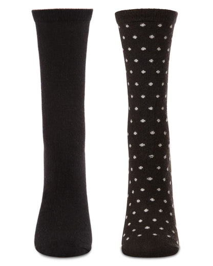2 Pair Women's Cashmere-Blend Fine-Gauge Knit Crew Socks