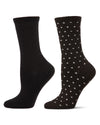 2 Pair Women's Cashmere-Blend Fine-Gauge Knit Crew Socks
