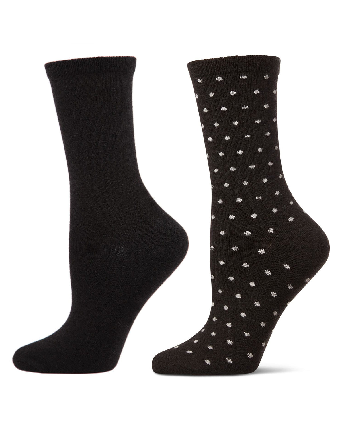 2 Pair Women's Cashmere-Blend Fine-Gauge Knit Crew Socks