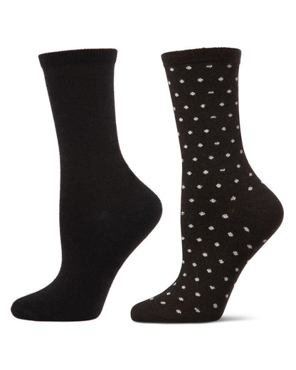 2 Pair Women's Cashmere-Blend Fine-Gauge Knit Crew Socks