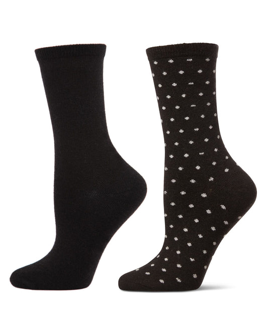 2 Pair Women's Cashmere-Blend Fine-Gauge Knit Crew Socks
