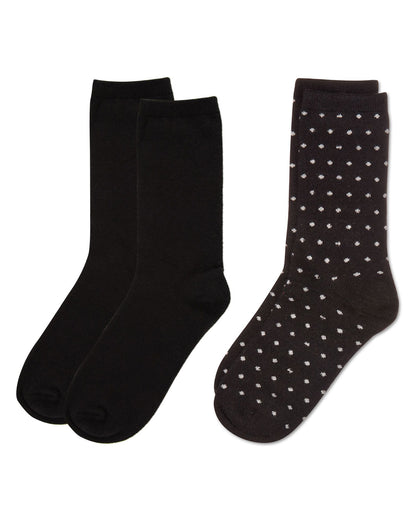 2 Pair Women's Cashmere-Blend Fine-Gauge Knit Crew Socks