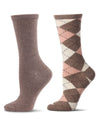 2 Pair Women's Cashmere-Blend Fine-Gauge Knit Crew Socks