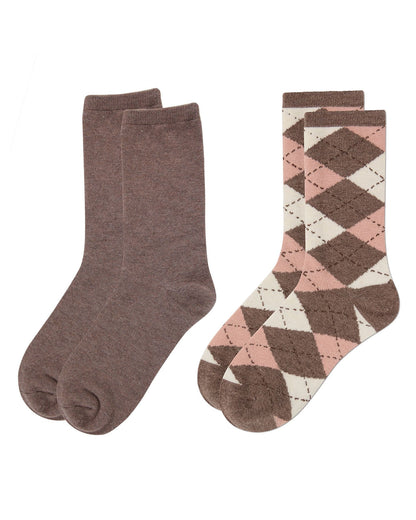 2 Pair Women's Cashmere-Blend Fine-Gauge Knit Crew Socks