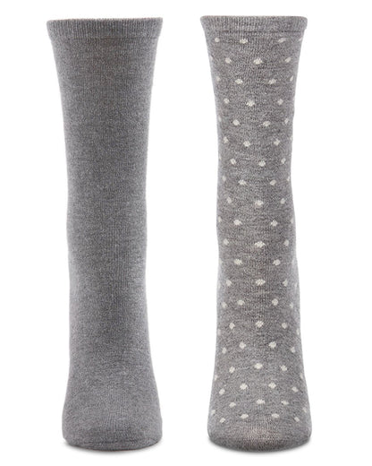 2 Pair Women's Cashmere-Blend Fine-Gauge Knit Crew Socks